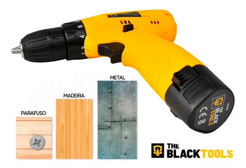 Parafusadeira Furadeira The Black Tools TB12A 3/8 a Bateria Cor Amarelo Frequência 60Hz - Imagem 5